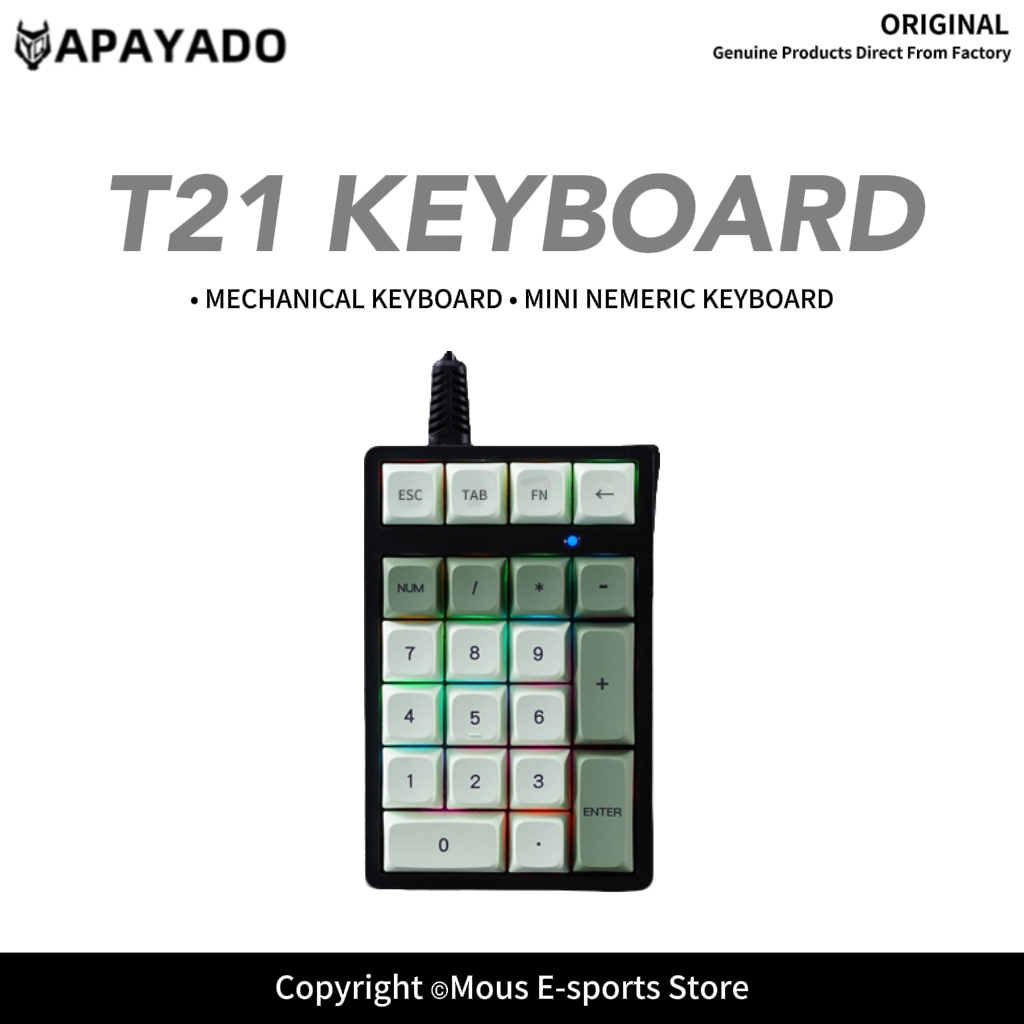 Keyboard Numpad Separate - T21 APAYADO Wired Numeric Keypad Blue