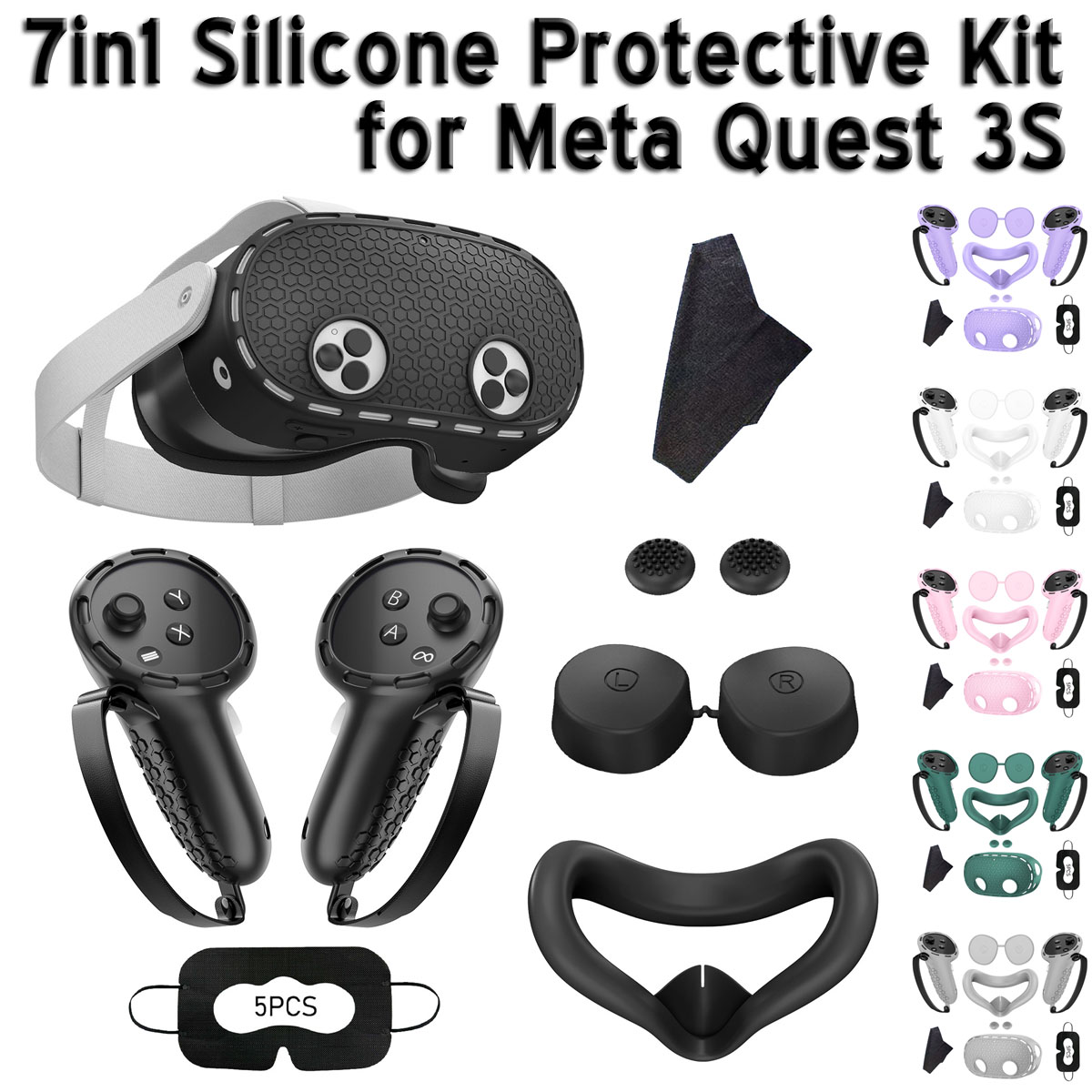 Controller Grip Cover - 7in1 Silicone Protective Kit for Meta