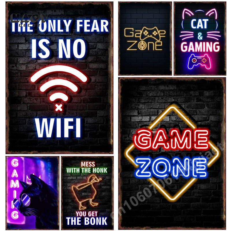 Neon Gaming Zone Metal Tin Sig - Gaming Accessories Europe 评论和价格